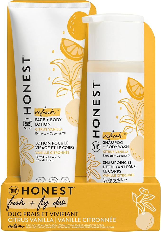 Honest The Honest Company 2Piece Everyday Gentle Sweet Orange Vanilla Shampoo and Body Wash 10 Fl Oz Face and Body Lotion 8.5 Fl Oz Tear Free Naturally Derived Ingredients, Sulfate and Paraben Free Baby Bath - Image 2
